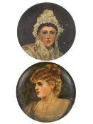 TWO 19TH CENTURY VICTOIRAN PORTRAIT PAINTINGS ON WOODEN PLATES