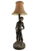 LATE VICTORIAN BRONZE FIGURAL COLUMN DESK/TABLE LAMP