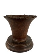 VINTAGE WOODEN MORTAR / BOWL ON PEDESTAL BASE
