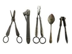 GERMAN / CONTINENTAL 800 SILVER SUGAR TONGS & SILVER PLATED JAM SOON