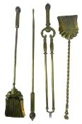 19TH CENTURY BRASS FIRESIDE COMPANION SET