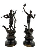 TWO 19TH CENTURY FRENCH BRONZED METAL FIGURES OF THE NAVIGATOR & THE ENGINEER