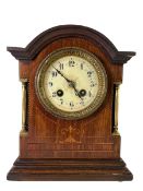 EDWARDIAN MAHOGANY INLAID MANTEL CLOCK