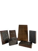 FIVE 20TH CENTURY METAL PRINTING PLATES & A COPPER ETCHED PRINTING PLATE