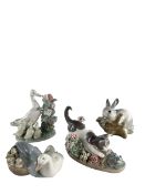 LLADRO - SPANISH PORCELAIN FIGURINES INCLUDING RABBIT & DUCK FIGURINES