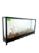 CHINESE 20TH CENTURY CARVED CORK DIORAMA DISPLAY IN CASE