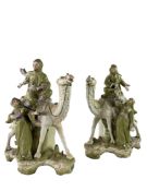 PAIR OF 19TH CENTURY BISQUE PORCELAIN CAMEL FIGURINES