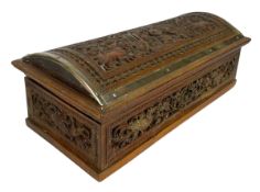 INDIAN INTRICATELY CARVED CASKET JEWELLERY BOX CHEST