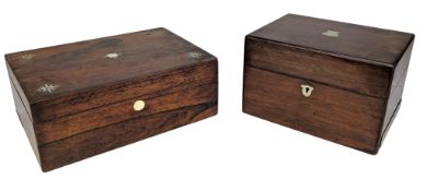 TWO 19TH CENTURY ROSEWOOD WORK / JEWELLERY BOXES