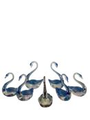 HERON GLASS CUMBRIA - COLLECTION OF SEVEN LUSTRE FIGURES OF SWANS