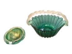 TWO 20TH CENTURY GLASS CENTREPIECES INCLUDING AN ARCHIMEDE SEGUSO STYLE MURANO BOWL