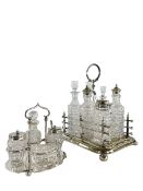 VICTORIAN HALLMARKED SILVER TOPPED & GLASS CRUET SET & VINTAGE 6 BOTTLE CRUET SET