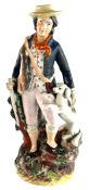 19TH CENTURY PEARLWARE FIGURE OF SPORTSMAN WITH GUN & DOG