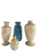 SELECTION OF FOUR HAND-PAINTED GLASS VASES