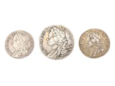 1746 KING GEORGE II LIMA SILVER SIXPENCE & OTHER EXAMPLES