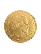 1857 NAPOLEON II GOLD TEN FRANCS