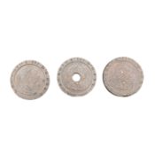 THREE 1797 KING GEORGE III CARTWHEEL TWO PENCE