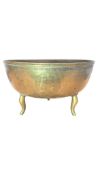 19TH CENTURY CHINESE BRASS CIRCULAR THREE FOOTED BOWL