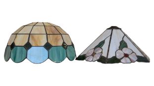 TWO VINTAGE 20TH CENTURY TIFFANY MANNER CEILING LAMP SHADES