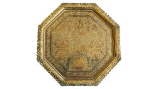 19TH CENTURY KASHMIRI INDO-PERSIAN BRASS TRAY