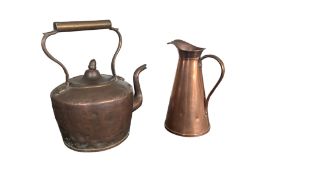 EARLY 20TH CENTURY JOSPEH SANKEY COPPER JUG & LARGE KETTLE
