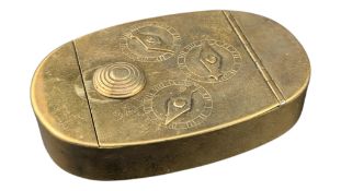 EARLY 19TH CENTURY VICTORIAN BRASS THREE DIAL LOCK SNUFF BOX