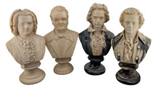 FOUR 20TH CENTURY FAMOUS COMPOSER BUSTS