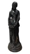 AFTER EMILE-ANDRE BOISSEAU (1841-1923) - 20TH CENTURY BRONZED RESIN PENSIVE CHATELAINE FIGURE