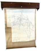 EARLY 20TH CENTURY MAHOGANY CASED WALL MOUNTED PULL DOWN MAP