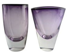 BENGT ORUP FOR SRUF - TWO SWEDISH STUDIO ART GLASS VASES