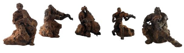 SET OF 20TH CENTURY BRONZE EFFECT BAND FIGURES