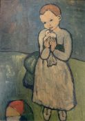 AFTER PABLO PICASSO - CHILD WITH DOVE - MID CENTURY PRINT ON BOARD
