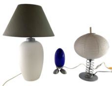 VINTAGE IKEA - THREE LATE 20TH CENTURY GLAS & METAL DESK/TABLE LAMPS