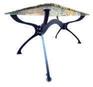 LARGE RETRO POST-MODERN BRUTALIST INSPIRED GLASS & STEEL DINING TABLE