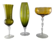 EMPOLI - SELECTION OF MID CENTURY ITALIAN GLASS VASES