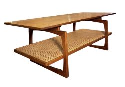 G PLAN - MID 20TH CENTURY TEAK & RATTAN COFFEE TABLE