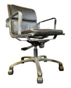OFFICE SOFT PAD CHAIR - 20TH CENTURY CHROME AND LEATHER DESK CHAIR
