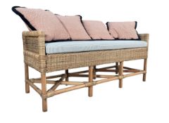 MODERN INTERIOR DESIGNER'S RATTAN AND BAMBOO CONSERVATORY BENCH