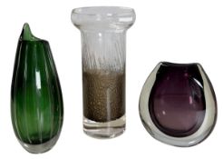 SCANDINAVIAN GLASS - THREE DANISH & FINNISH MID CENTURY STUDIO GLASS VASES