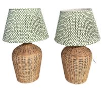 POOKY - PAIR OF MODERN DESIGN RATTAN WOVEN TABLE LAMPS