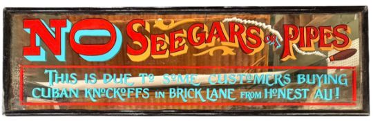 NO SEEGRAS OR PIPES - LARGE PAINTED ADVERTISING MIRROR