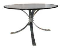 MID CENTURY CHROME AND GLASS COFFEE TABLE