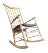 20TH CENTURY SWEDISH DESIGN BEECH FRAMED ROCKING CHAIR