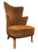 1930S ART DECO CONTINENTAL BEECH FRAMED BOUDOIR FAN-BACK CHAIR