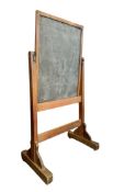 LARGE EARLY 20TH CENTURY MAHOGANY FRAMED REVERSIBLE SCHOOL BLACKBOARD