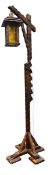 ARTS & CRAFTS-STYLE CARVED OAK STANDARD LAMP