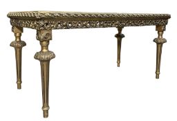 LATER 20TH CENTURY HOLLYWOOD REGENCY GILT COFFEE TABLE