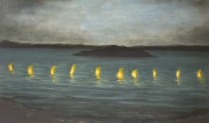 PHILIP BRAHAM (B. 1959) - BURNING WATER, INCHOLM, 1992 - OIL ON PAPER
