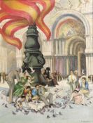 H. HARPIN (20TH CENTURY) - METAPHYSIC/FUTURISTIC INSPIRED ST. MARK'S VENICE PAINTING