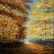 JAY NOTTINGHAM (B. 1972) - UNTITLED OIL ON BOARD WOODLAND SCENE